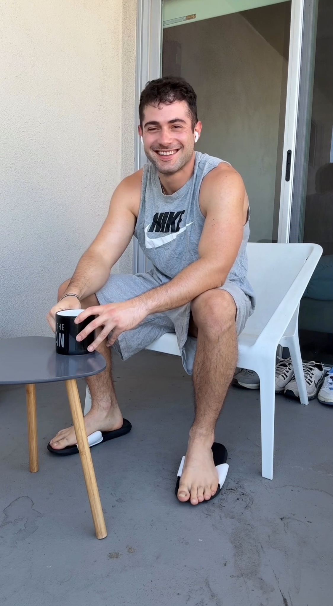 Bruno Babas feet in a relaxed setting