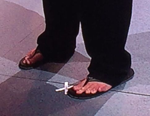 gabe newell in an interview, barefoot, toenails, sharp, Stable Diffusion